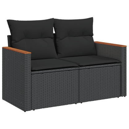 vidaXL Ensemble de canapés de jardin 4 pièces avec coussins, résine tressée noire