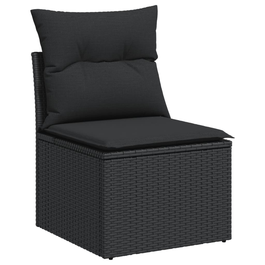 vidaXL Ensemble de canapés de jardin 4 pièces avec coussins, résine tressée noire