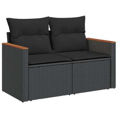 vidaXL Ensemble de canapés de jardin 4 pièces avec coussins, résine tressée noire