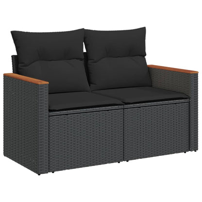 vidaXL Ensemble de canapés de jardin 4 pièces avec coussins en résine tressée noir