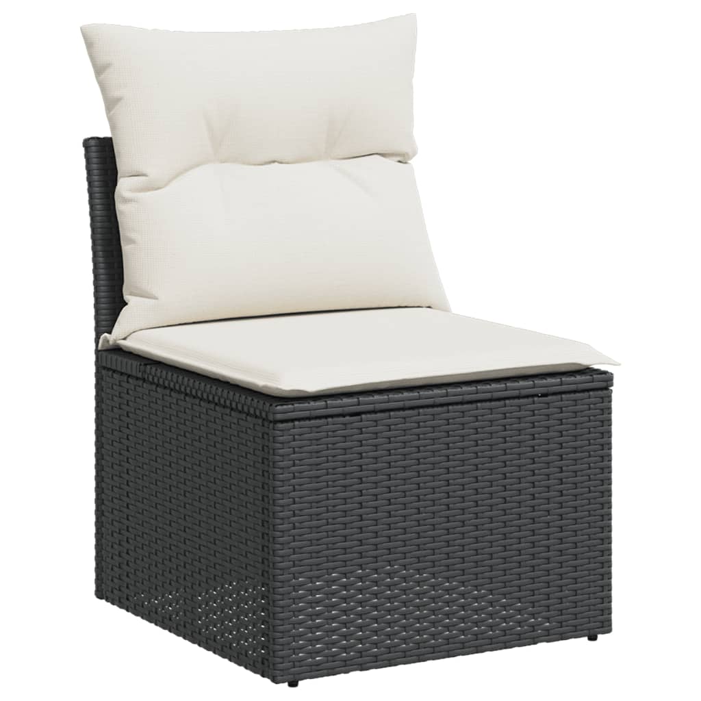 vidaXL Salon de jardin 4 pièces avec coussins résine tressée noir