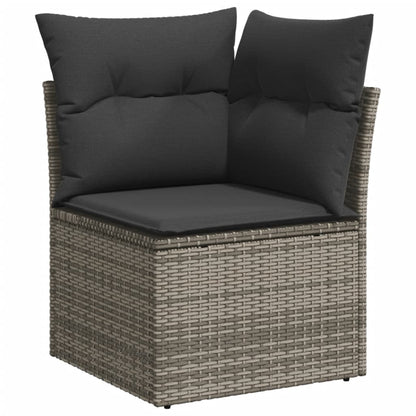vidaXL 4-tlg. Garten-Sofagarnitur mit Kissen Grau Poly Rattan