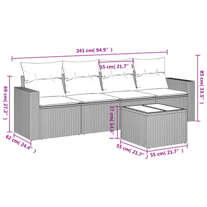 vidaXL Ensemble de canapés de jardin 5 pièces avec coussins en rotin synthétique gris
