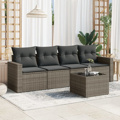 vidaXL Ensemble de canapés de jardin 5 pièces avec coussins en rotin synthétique gris
