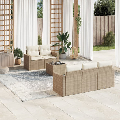 vidaXL Salon de jardin 6 pcs avec coussins beige résine tressée