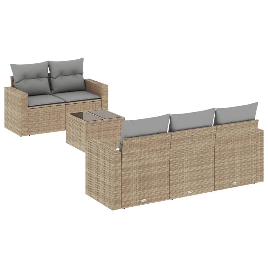 vidaXL Salon de jardin 6 pcs avec coussins beige résine tressée
