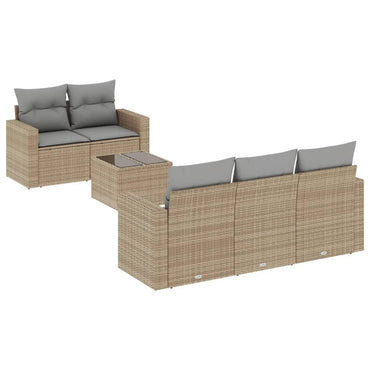 vidaXL Salon de jardin 6 pcs avec coussins beige résine tressée