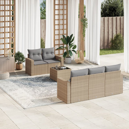 vidaXL Salon de jardin 6 pcs avec coussins beige résine tressée