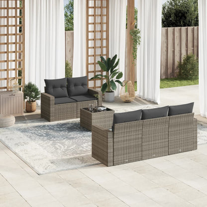 vidaXL Ensemble de canapés de jardin 6 pcs avec coussins gris résine tressée