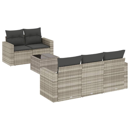 vidaXL Salon de jardin 6 pcs avec coussins Gris clair résine tressée