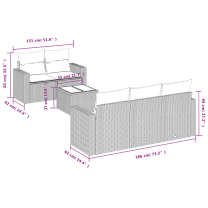 vidaXL Salon de jardin 6 pcs avec coussins Gris clair résine tressée