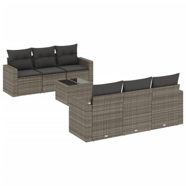 vidaXL Ensemble de canapés de jardin 7 pcs avec coussins Gris Résine tressée