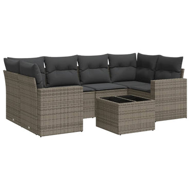 vidaXL Ensemble de canapés de jardin 7 pcs avec coussins Gris Résine tressée