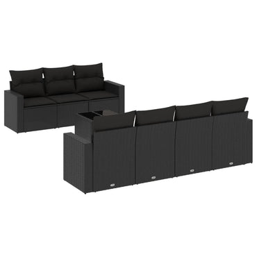 vidaXL Ensemble de canapés de jardin 8 pièces avec coussins résine tressée noir