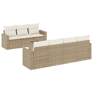 vidaXL Canapé d'angle de jardin 8 pcs avec coussins Résine tressée Beige