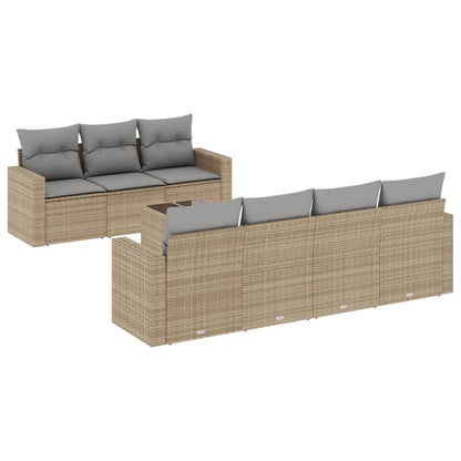 vidaXL Canapé d'angle de jardin 8 pcs avec coussins Résine tressée Beige