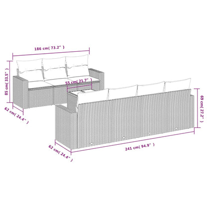 vidaXL Canapé d'angle de jardin 8 pcs avec coussins Résine tressée Beige