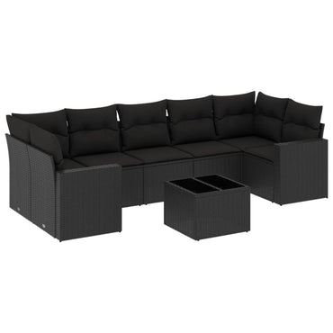 vidaXL Ensemble de canapés de jardin 8 pièces avec coussins résine tressée noir