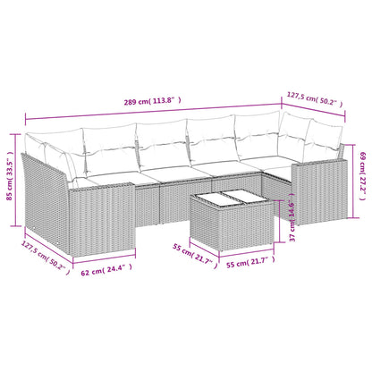 vidaXL Canapé d'angle de jardin 8 pcs avec coussins Résine tressée Beige
