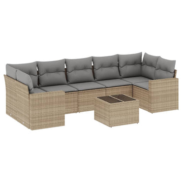 vidaXL Canapé d'angle de jardin 8 pcs avec coussins Résine tressée Beige