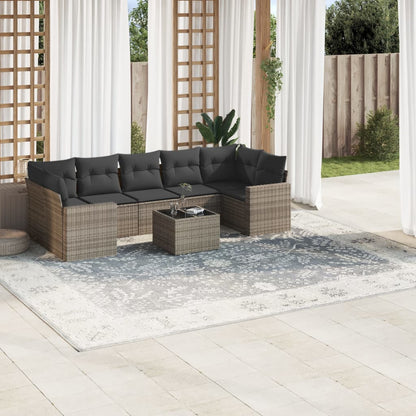 vidaXL Ensemble de canapés de jardin 8 pièces avec coussins en résine tressée grise