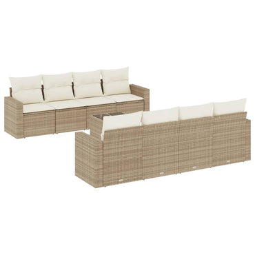 vidaXL Salon de jardin 9 pcs avec coussins Résine tressée Beige