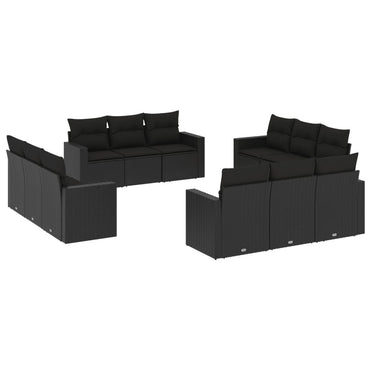 vidaXL Ensemble de canapés de jardin 12 pcs avec coussins Noir Résine tressée