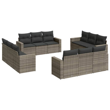 vidaXL Salon de jardin 12 pcs avec coussins Résine tressée Gris