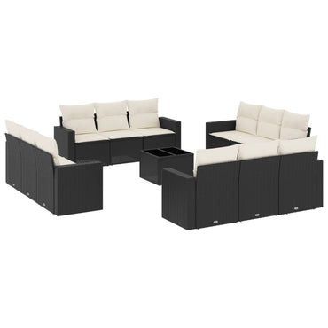 vidaXL Ensemble de canapés de jardin 13 pièces avec coussins résine tressée noire