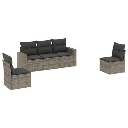 vidaXL Ensemble de canapés de jardin 5 pièces avec coussins en rotin synthétique gris