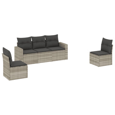 vidaXL Ensemble de canapés de jardin 5 pcs avec coussins Gris clair résine tressée