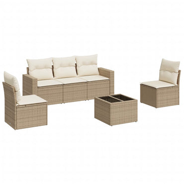 vidaXL Salon de jardin 6 pcs avec coussins beige résine tressée