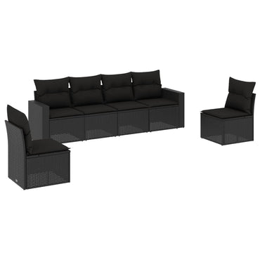 vidaXL Salon de jardin 6 pcs avec coussins Noir Résine tressée