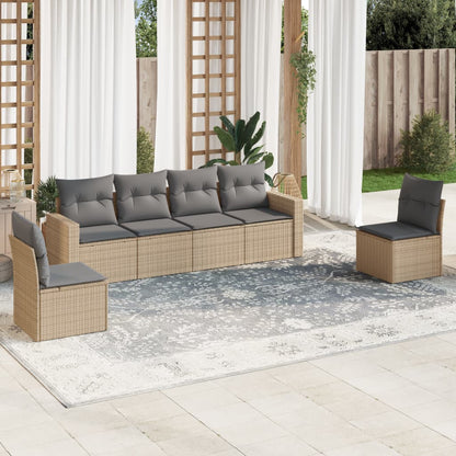 vidaXL Salon de jardin 6 pcs avec coussins beige résine tressée