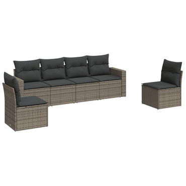 vidaXL Ensemble de canapés de jardin 6 pcs avec coussins gris résine tressée