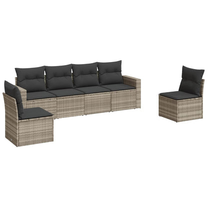 vidaXL Salon de jardin 6 pcs avec coussins Gris clair résine tressée
