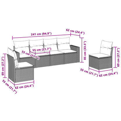 vidaXL Salon de jardin 6 pcs avec coussins Gris clair résine tressée