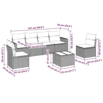 vidaXL Salon de jardin 7 pcs avec coussins Noir Résine tressée