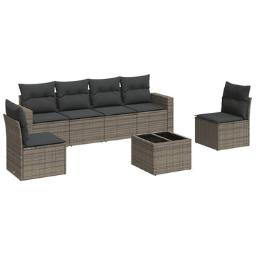 vidaXL Ensemble de canapés de jardin 7 pcs avec coussins Gris Résine tressée
