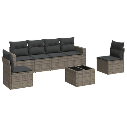 vidaXL Ensemble de canapés de jardin 7 pcs avec coussins Gris Résine tressée