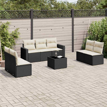 vidaXL Ensemble de canapés de jardin 8 pièces avec coussins résine tressée noir