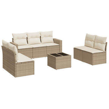 vidaXL Canapé d'angle de jardin 8 pcs avec coussins Résine tressée Beige