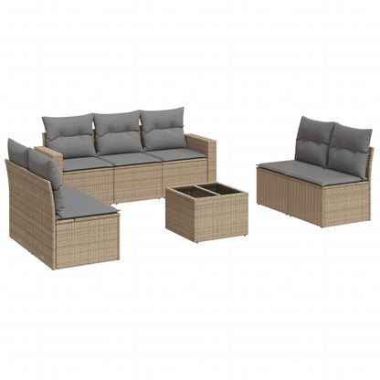 vidaXL Canapé d'angle de jardin 8 pcs avec coussins Résine tressée Beige
