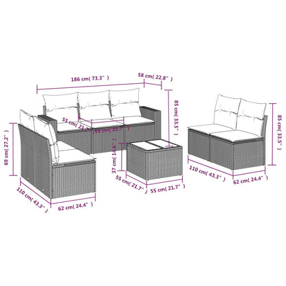 vidaXL Canapé d'angle de jardin 8 pcs avec coussins Résine tressée Beige