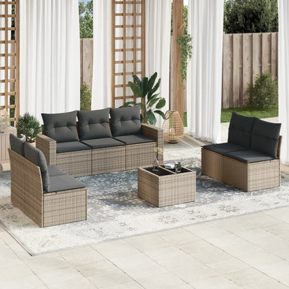 vidaXL Ensemble de canapés de jardin 8 pièces avec coussins en résine tressée grise