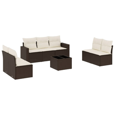 vidaXL 8-tlg. Garten-Sofagarnitur mit Kissen Braun Poly Rattan