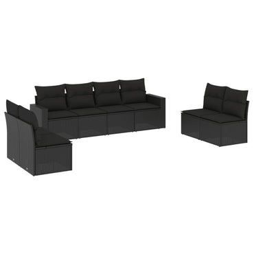 vidaXL Ensemble de canapés de jardin 8 pièces avec coussins résine tressée noir