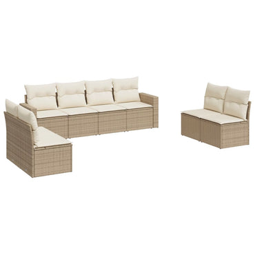 vidaXL Canapé d'angle de jardin 8 pcs avec coussins Résine tressée Beige
