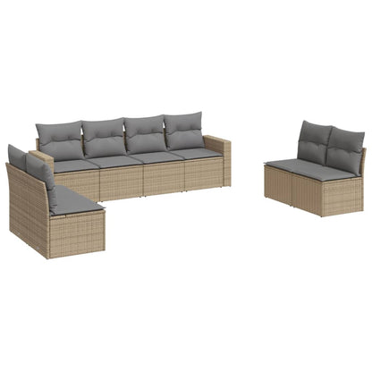 vidaXL Canapé d'angle de jardin 8 pcs avec coussins Résine tressée Beige