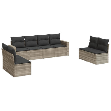 vidaXL Salon de jardin 8 pcs avec coussins Gris clair résine tressée